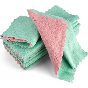 LORANKA-12 Pi&egrave;ces Lavette Microfibre, 25 x 25 cm Super Absorbant Chiffons de Nettoyage, R&eacute;utilisable Lavette Cuisine, Lavable Chiffon Menage pour Cuisine, Vaisselle, Vitre, D&eacute;poussi&eacute;rage et L'automob - Neuf