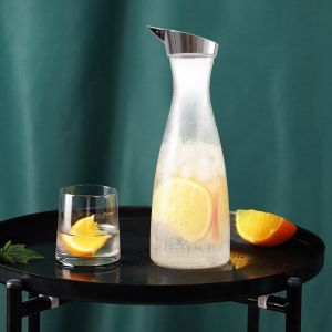 Hjlian Bouteille De Jus Transparente En Acrylique De 1,6 L, Bouteille De Jus Transparente, Pichet A Eau, Pichet A Jus Avec Couvercle - Neuf
