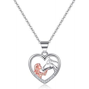 Kales-Collier Cheval Pour Filles En Argent Sterling Et Zircone Cubique-Collier Licorne Pour Filles-Collier Avec Pendentif En Forme De C?ur - Neuf