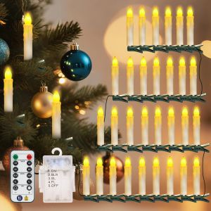 JGD-Guirlande lumineuse pour sapin de No&euml;l avec t&eacute;l&eacute;commande, &eacute;tanch&eacute;it&eacute; IP54, avec 30 bougies LED, pour int&eacute;rieur et ext&eacute;rieur, d&eacute;coration de No&euml;l - Neuf