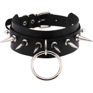Tour De Cou Clout&eacute; En Cuir De Motard Collier Punk, Ras De Cou D&eacute;guisement Gothique Collier, Convient Pour Le Rock, La Com&egrave;tique, La F&ecirc;te - Neuf