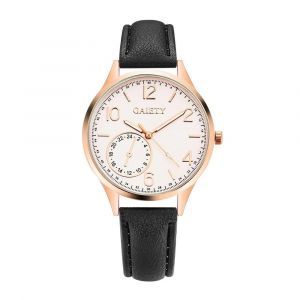 Gaiety Femmes Mode Pu Cuir Montre Analogique Quartz Montre-Bracelet (Noir) - Neuf