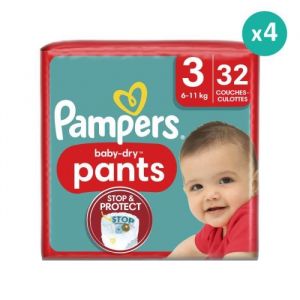 Couches-Culottes Baby Dry Taille 3 - Pampers - 32 Couches - 6kg - 11kg - Neuf