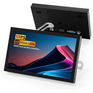 Loc-Mini Moniteur Hdmi 7"" Portable Vga Avec Av Bnc 1024 × 600 Écran Lcd Avec Haut-Parleurs Intégrés, Angle De Vue De 178° Ips, Mini Écran Multifonction Pour Raspberry Pi Pc/Tv/Dvd/Cvbs - Neuf