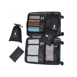 Ensemble de 7 cubes de rangement pour bagages - Sacs de rangement noirs - Neuf