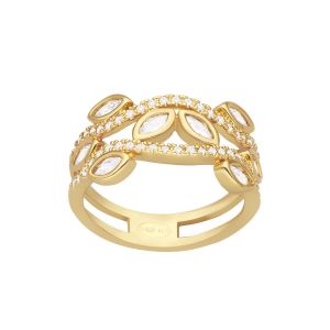 Bague Dor&eacute;e Motif Floral Color&eacute; - Neuf