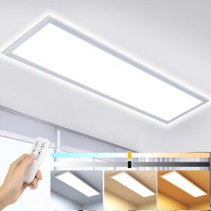 Subzonal-Panneau Led Ultra Plat 120x30cm, 40w Plafoniera Led Soffitto Dimmable Avec T&eacute;l&eacute;commande Luminaire Plafonnier Rectangulaire Pour Bureau Salon Chambre Cuisine, 2800k-6000k - Neuf