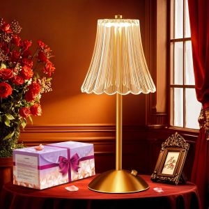 Lampe De Chevet Tactile,3 Couleurs 2000 Mah Lampe De Table Cristal Chambre Sans Fil Rechargeable.[E94] - Neuf