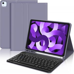 Clavier Pour Ipad Air 5 Eme/4eme Generation - Azerty Clavier Coque Pour Ipad Air 5/4 2022/2020, Bluetooth Magnétique Détachable Pour Ipad Air 5/4 10.9"", Violet - Neuf