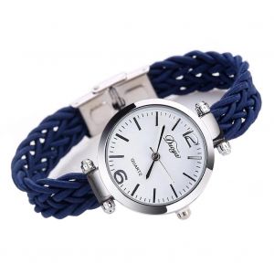 Duoya Femmes Tricot&eacute; Sangle Style Ethnique Bracelet Montre-Bracelet Cha&icirc;ne Robe Montre &Agrave; Quartz(Bleu Royal) - Neuf