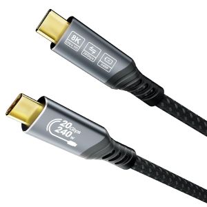 LORANKA-Cable USBC C USBC 0,5m (20Gbps Cordon USB C 3.2 Gen 2&times;2, vid&eacute;o 8K@30Hz, 4K@144Hz/ 60Hz) 240W Cable USB C charge rapide pour Thunderbolt 4/3, iPhone 17, MacBook Pro, iPad, SSD, Docking station - Neuf