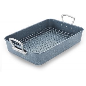 SUBZONAL-Plat a Rotir avec Grille Plat de Cuisson RevetementAntiadhesif avec Poignee Plaque a FourRectangulaire de Cuisson Polyvalent pour la Dinde le Poulet le Boeuf lesLegumes les Pates etc 44.5 cm - Neuf