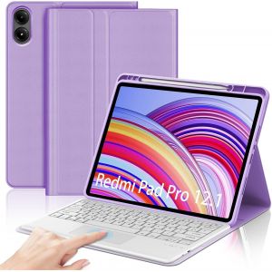 Clavier avec Touchpad pour Redmi Pad Pro 12.1"" 2024, AZERTY Fran&ccedil;ais Clavier Bluetooth Magn&eacute;tique D&eacute;tachable avec Touchpad pour Tablette Xiaomi Redmi Pad Pro 12.1"", Violet Clair - Neuf