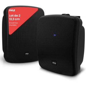 VornixorSarlshop-enceinte Bluetooth sans fil &eacute;tanche pour ext&eacute;rieur &iquest; Paire d&iquest;enceintes 2 voies 13 cm, montage mural/plafond, r&eacute;sistantes aux intemp&eacute;ries, support universel, patio et int&eacute;rieur, noir - Neuf