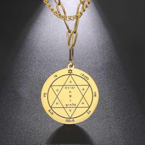 Dawapara Clé De Salomon Sceau Pendentif Collier Pour Femmes Double Couche Chaîne En Acier Inoxydable Pentacle Talisman Wiccan Bijoux - Neuf