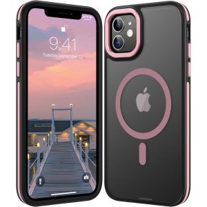 Maa-Coque Téléphone Magnétique Iphone 11 6,1'', Compatible Avec Magsafe Pour Iphone 11 Case Etui Antichoc Antidérapante Translucide Mate Housse Téléphone Fin, Rose - Neuf