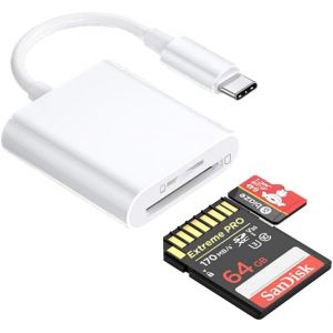 KAL-Lecteur De Carte M&eacute;moire Usb C 2 En 1 Portable Usb C Thunderbolt Otg Type C Vers Micro Sd Tf Sdxc Sdhc Viewer Lecteur De Carte M&eacute;moire Adaptateur De Chargement Compatible Avec Macbook, Ipad, Sams - Neuf