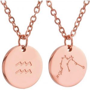 Kal-Zodiac Chain - Collier Pendentif Zodiaque Or/Argent/Or Rose I Collier Zodiaque Acier Inoxydable Femme, Collier Acier Inoxydable Femme - Neuf