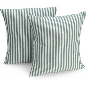 Cauc-Lot De 2 Housses De Coussin 50 X 50 Cm (Couleur Au Choix) &Agrave; Rayures Vert Fonc&eacute;/Blanc &iquest; Housse De Coussin, Coussin De Canap&eacute;, Coussin D&eacute;coratif, 100 % Coton, D&eacute;coration Pour N'importe Quelle - Neuf