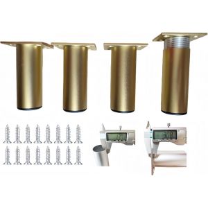 4 Pied de Meuble R&eacute;glable 0-15mm,Pied Reglable pour Meuble en Alliage d'Aluminium(Dia 38mm),Anti-Rouille, Base ABS Protectrice de Sol pour Cuisine,Salle de Bain,TV et Table DIY (dor&eacute;, 6cm) - Neuf