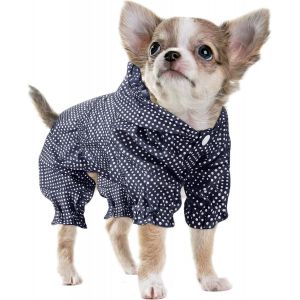 Chien Imperméable Manteaux Avec Capuche, Imperméable Veste De Chien Imperméable Léger Extérieur Résistant À L'eau De Pluie Poncho Avec Harnais De Trou (L, Bleu) - Neuf