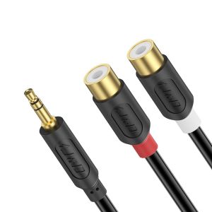 C&acirc;ble Rca Vers Jack 3.5Mm De Rallonge, Plaqu&eacute; Or S&eacute;rie Audiowave 3.5Mm M&acirc;le &Agrave; 2 Rca Femelle Adaptateur Audio St&eacute;r&eacute;o Y Splitter Rca C&acirc;ble, 0.9 Meter[Z2608] - Neuf