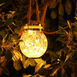 Lanterne solaire suspendue &agrave; 30 LED, &eacute;tanche, en bouteille de verre, pour la d&eacute;coration ext&eacute;rieure de jardin. - Neuf