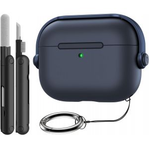 LORANKA-&Eacute;tui pour AirPods Pro 3 (2025) avec Verrouillage S&eacute;curis&eacute;, Coque Rigide Design Casque Musical de Protection pour Apple AirPods Pro 3e G&eacute;n&eacute;ration, Kit de Nettoyage et Porte-cl&eacute;s, Bleu Marine - Neuf