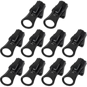 Mevronisshop-Lot De 10 Curseurs N&deg;5 Pour Fermeture &Eacute;clair, Autobloquants En M&eacute;tal/Plastique - Noir - Compatible Veste/Manteau/Jupe/Robe, Kit R&eacute;paration Glissi&egrave;re Avec Tirette Amovible - Neuf