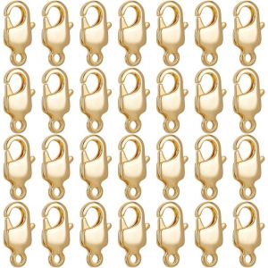 Ershi-1 Boîte De 30 Fermoirs Mousquetons Plaqués Or 18 Carats Avec Fermoir À Crochet Pour Colliers Connecteurs D'extrémité En Méta[1 - Neuf