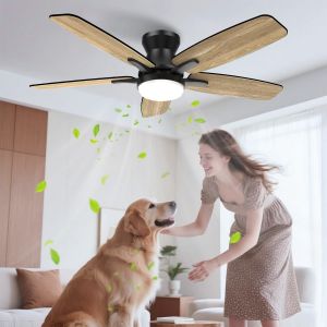 CHECARZHN--NO1-106Cm Ventilateur Plafond Avec Lumiere Double Face Pale, Silencieux Led Lampe Ventilateur De Plafond Avec Telecommande Et Réversible Dc Moteur Pour Chambre Salon Cuisine - Neuf