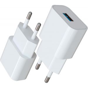 Thef-2x Chargeur Secteur - Adaptateur Usb Universel Mural (5v | 2a) - Compatible Avec Apple Iphone 15 14 13 Pro Mini Max Samsung Galaxy S24 - Blanc - Neuf