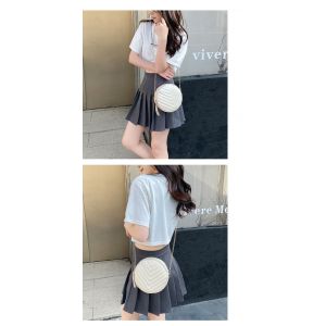Petit sac bandoulière rond pour femme - En cuir synthétique, Blanc., Taille unique - Neuf