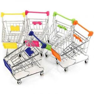 Mini Supermarket Shopping Trolley Cart Desktop Model Children's Toys Home Decoration Storage Miniature Ornament Toy Gift-rose rouge - Neuf