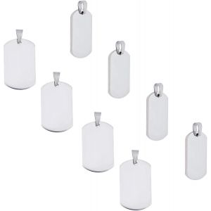 Kal-Pcs 50mm Breloques Estampage Étiquette Breloques Rectangle Blanc Acier Inoxydable Vierge Pendentif Message Mot Tag Breloques Pour Bracelet Collier Breloques Creation Bijoux - Neuf