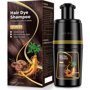 Black Hair Dye Shampooing De Coloration Pour Cheveux Noirs 3 En 1 Pour Cheveux Gris, Shampoing Instantan&eacute; Pour Hommes Et Femmes, Effet Anti-Gris, 500 Ml (Dark Brown-350ml)[Z1273] - Neuf