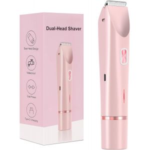 Oayew-Rasoir Intime Pour Femme - Rasoir &Eacute;lectrique 2 En 1 Pour Femme Avec Peigne Limite Et Lames En Acier Inoxydable - Tondeuse Bikini Sans Fil Pour Visage, Jambes, Aisselles, Humide/Sec (Rose) - Neuf