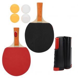 Ensemble De Tennis De Table, Filet Telescopique Portable, Raquettes, Balles De Ping-Pong, Accessoires D'entrainement, Rouge Et Noir - Neuf