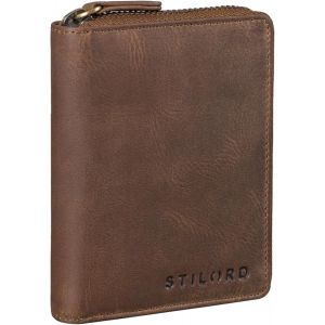 Giannis' Mini Portefeuille Homme Cuir - Rfid Protection Porte-Monnaie Vintage - Petit Portefeuille Porte Cartes De Crédit Avec Fermeture Éclair & Coffret Cadeau - Neuf