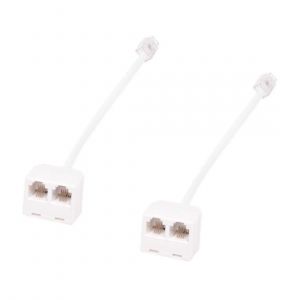 2pcs 6P4C RJ11 double femelle à mâle adaptateur de câble de câble téléphonique - Neuf
