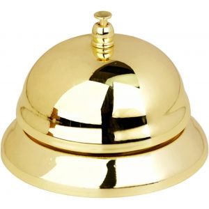 KALANKA-Cloche de Table en M&eacute;tal Cloche de Table Sonnette de Service Ronde Sonnette de Comptoir Cloche d&iquest;Appel,Diam&egrave;tre de 8,5 cm,Cloche de Service en M&eacute;tal pour Cuisine,Restaurant,Bar,Jeu 1 PCS&iquest;Dor&eacute; - Neuf