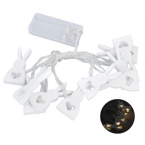 Hjlian Guirlande Lumineuse D'interieur En Bois, Lapin, 10 Led, Alimentee Par Piles, Ambiance Chaleureuse De Paques, Fil Lumineux Led Durable Pour Fete De Mariage - Neuf