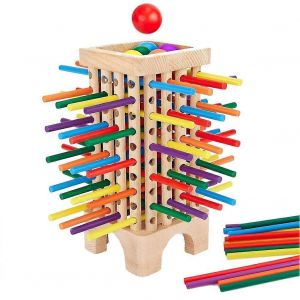 Jeu De Société En Bois, 42 Bâtons Colorés, Jeu De Dés, Jouet Éducatif Pour Les Mathématiques, Jeu De Lancer De Balle Amusant En Famille - Neuf