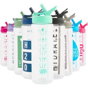 Checarzhn--No1-Bouteille D'eau Motivante De 750 Ml Avec Paille ¿ Sans Bpa, Marquages De Temps ¿ Bouteille De Course Et De Sport, Réutilisable Pour Le Travail, L'école, Le Cyclisme - Neuf