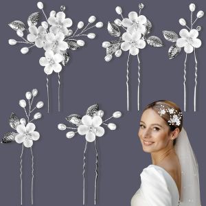 Accessoire Cheveux Mariage Argenté Blanc Femme Fille, Barrette Bijoux Cheveux Mariage Perle Fleur Pince Cheveux Mariage, Bijou Epingle Accessoires Deco Cheveux Mariage Perles - Neuf