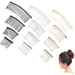 Kal-12pcs Peigne Chignon Peigne Voile Peignes À Cheveux Mariage En Métal Peigne Chignon Cheveux Mariage Voile Côté Peigne Decoratif Pour Femme,Accessoires De Peigne Mariée (3couleurs, 4tailles) - Neuf