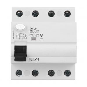Disjoncteur differentiel 4P, protection contre les fuites, equipement electrique 25 A/40 A/63 A 400 V CA GYL940A - Neuf