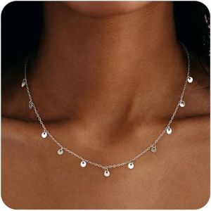 Kal-Collier Femme Or Plaqué Or 18k Chaine/C?ur/Boule/Disque/Perle Collier Ras Du Cou Fine Chaîne Or/Argent Bijoux Femme - Neuf