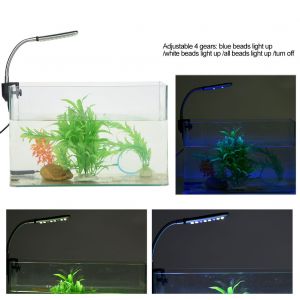 Hjlian Lampe D'aquarium A Bras Flexible Avec Interrupteur Tactile Et Pince, 4 Modes (Prise Ue 24 Led) - Neuf