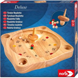 Sansh-Noris 606101930 Deluxe Roulette Tyrolienne, Jeu En Bois Classique Des Alpes, Avec Toupie, Idéale Pour Les Enfants À Partir De 6 Ans - Neuf